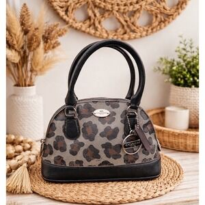 Coach Mini Cora Domed Satchel Crossbody Ocelot Print & Coated Canvas